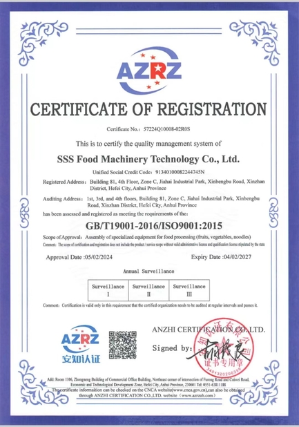 China Anhui Sanaisi Machinery Technology Co., Ltd. certification